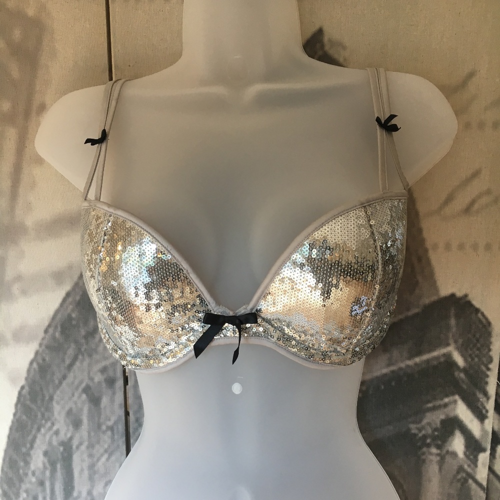Victoria's Secret Silver Sequin Bra 34D